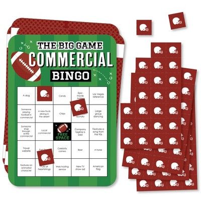 Big Dot of Happiness The Big Game - Commercial Bingo Cards and Markers - Football Party Shaped Bi... | Target