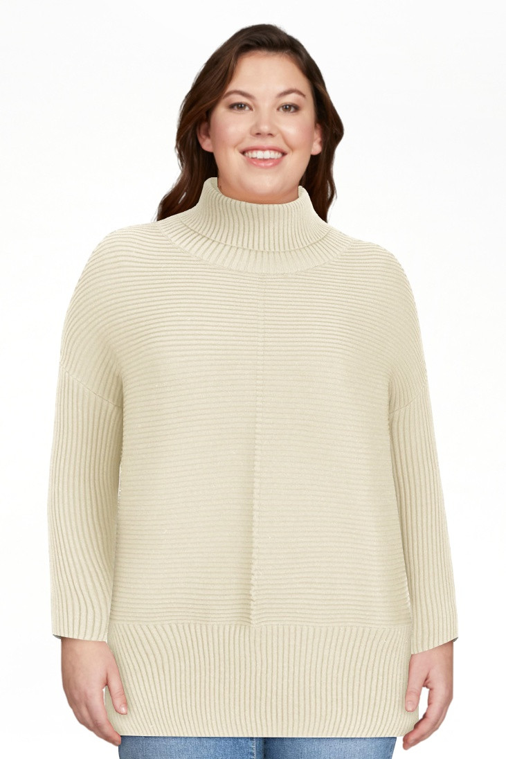 Bnwani Womens Plus Size Sweaters Cream Pullover Turtleneck Solid Color Loose Knitwear Split Round... | Walmart (US)