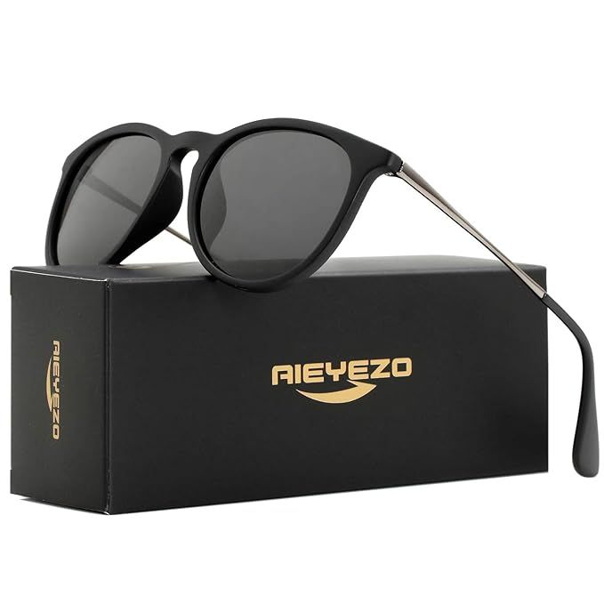 Round Polarized Sunglasses for Women Classic Vintage Designer Style Shades - 100% UV Blocking | Amazon (US)