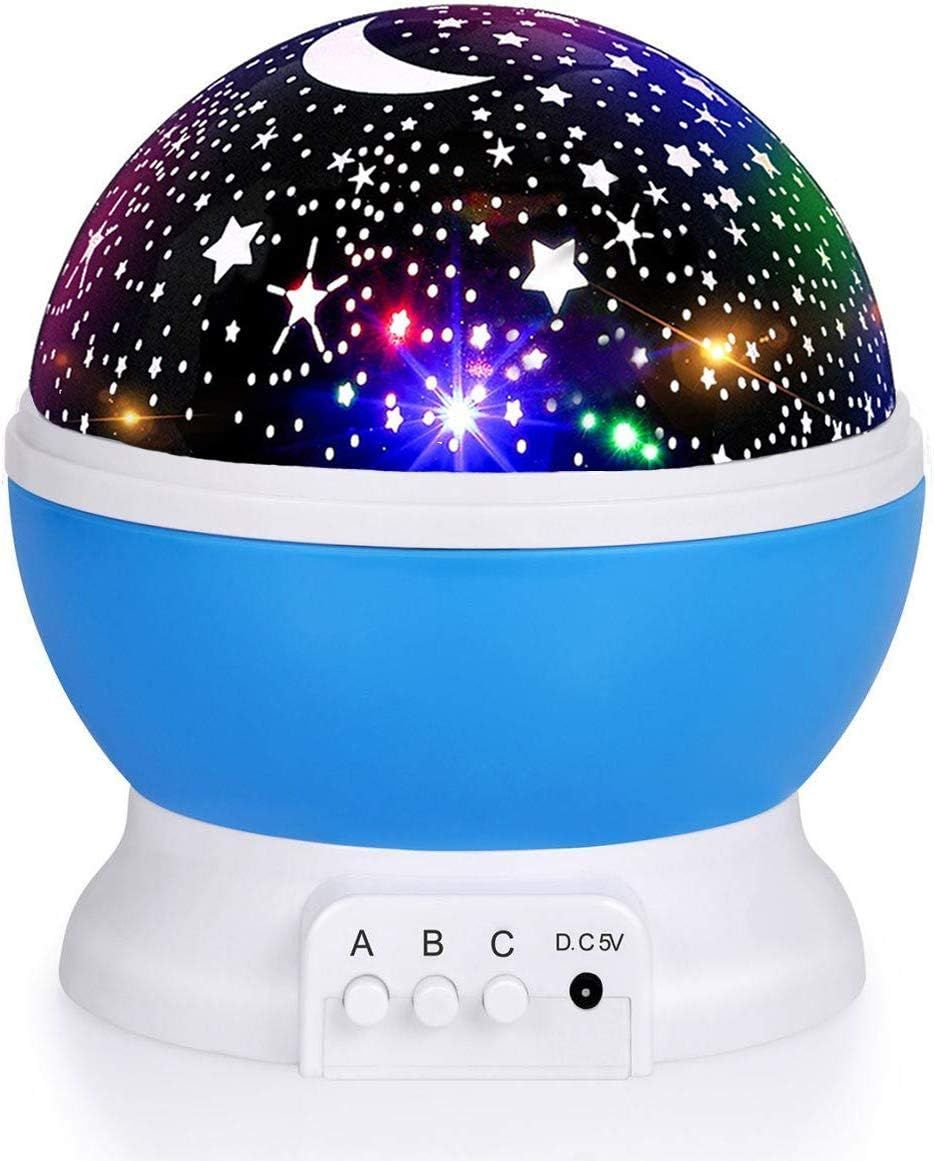 Luckkid Baby Night Light Moon Star Projector 360 Degree Rotation - 4 LED Bulbs 9 Light Color Chan... | Amazon (US)