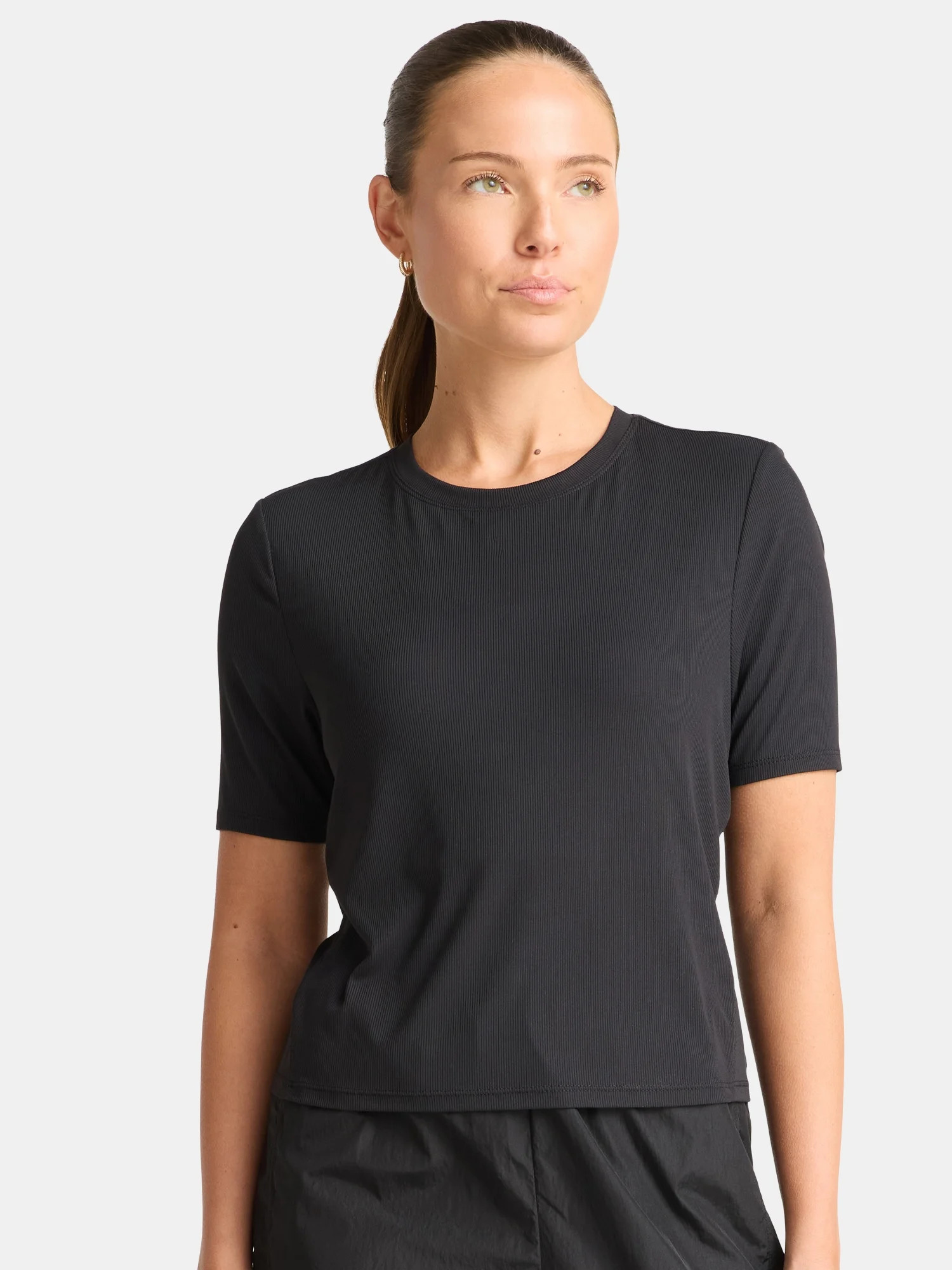 Avia Women's Ribbed Crop Tee with Short Sleeves, Sizes XS-XXXL | Walmart (US)