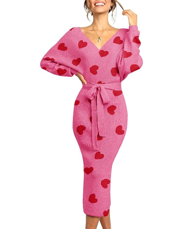 Chang Yun Women's Long Maxi Sweater Dresses Sexy Wrap Batwing V Neck Slit Open Back Holiday Bodyc... | Amazon (US)