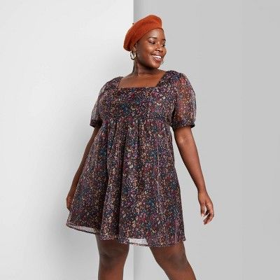 Women's Floral Print Short Sleeve Organza Muse Dress - Wild Fable™ | Target