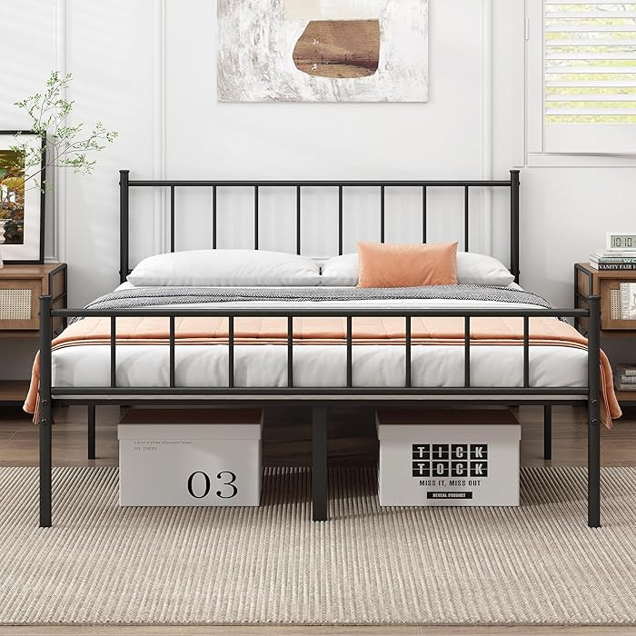 Queen Bed Frame-Classic Metal Platform Bed Frame,Mattress Foundation with Steel Slat Support,Unde... | Amazon (US)