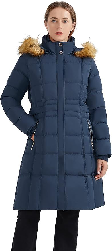 Orolay Women's Puffer Down Coat Winter Long Jacket with Faux Fur Trim Hood | Amazon (US)