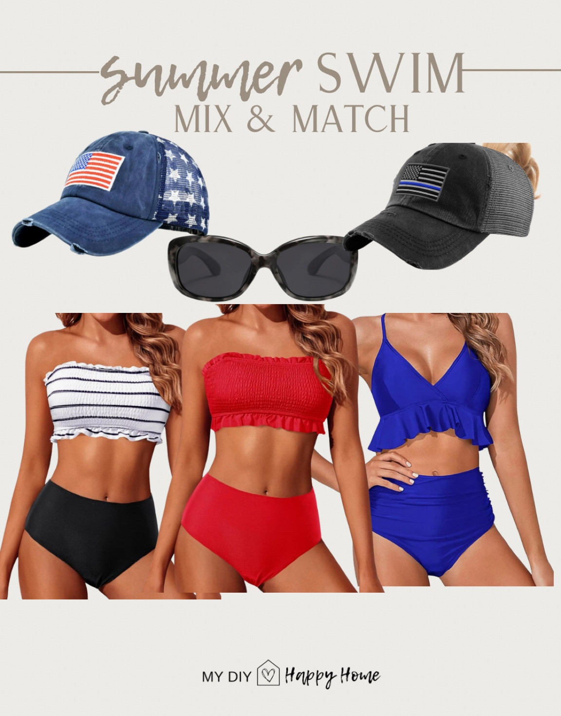 My summer swimsuits … mix and match 
And my hats and sunglasses 🕶️ 

#LTKSeasonal #LTKSwim #LTKFindsUnder50