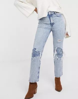 Free People My Own Lane ripped knee bootcut jeans | ASOS US