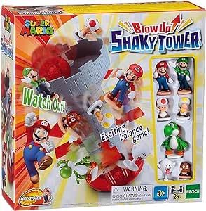 Epoch Games Super Mario Blow Up! Shaky Tower Balancing Game - Tabletop Skill and Action Game with... | Amazon (US)