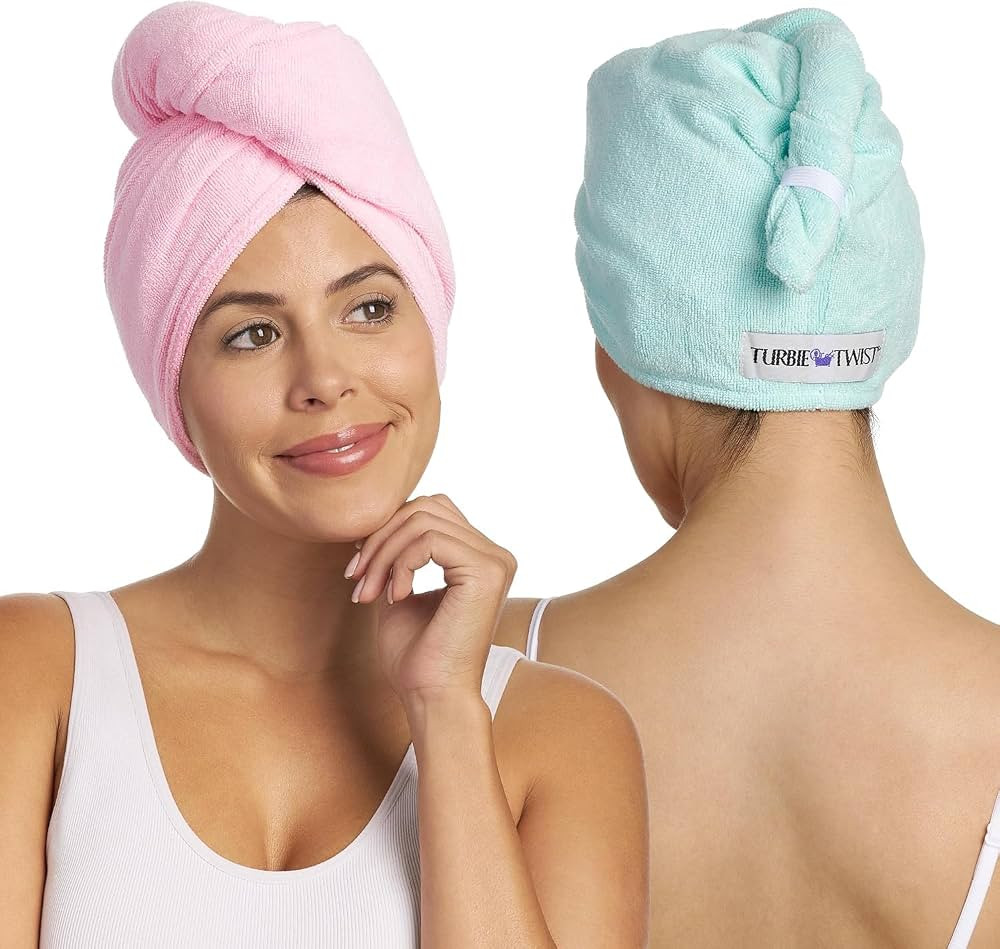 Turbie Twist Extra Long Microfiber Hair Towel Wrap for Women and Men | 2 Pack | Bathroom Essentia... | Amazon (US)