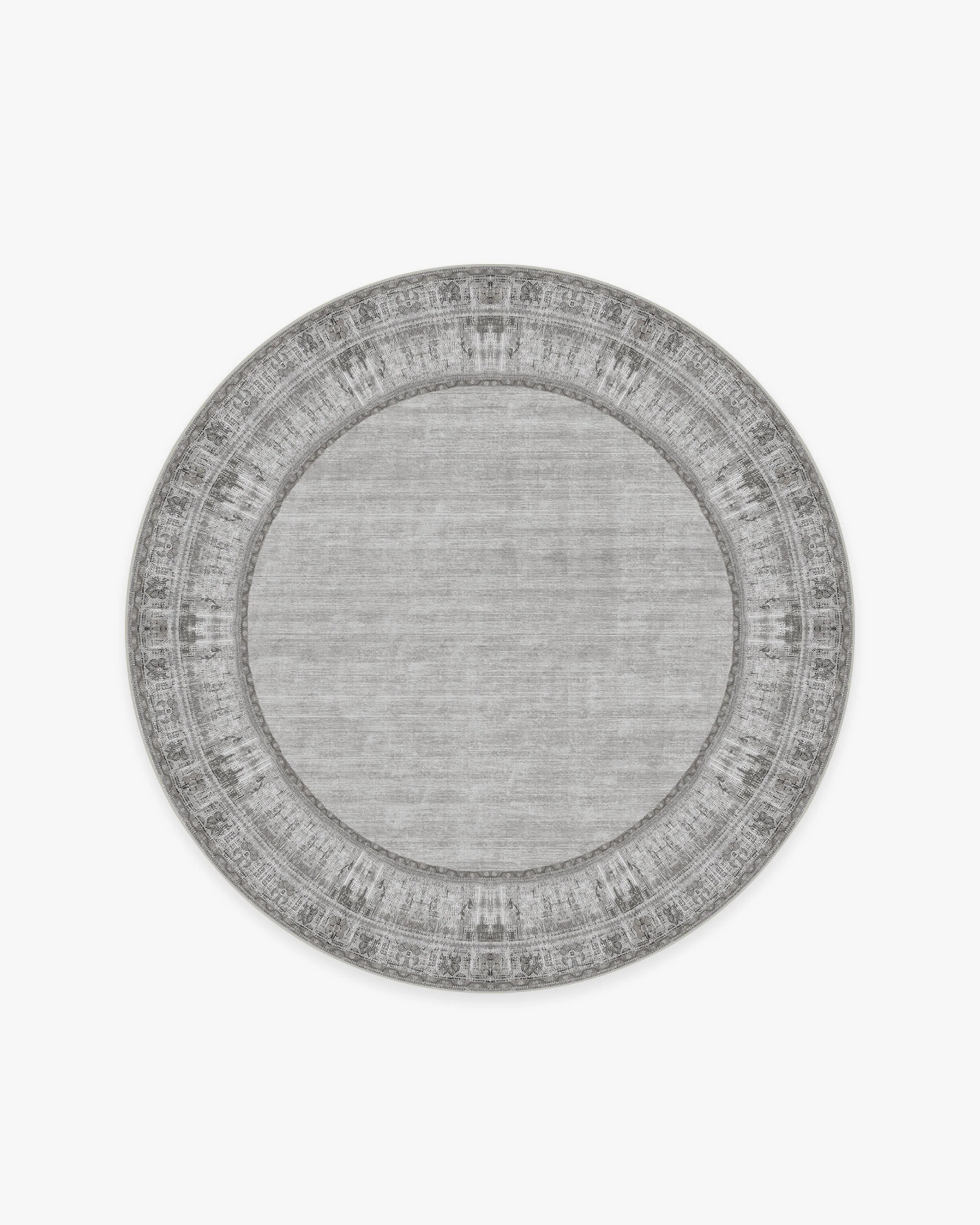 Vintage Daisy Bordered Grey Rug | Ruggable