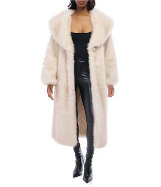 Toasted Marshmallow Faux Fur Collared Wrap Coat | Dillard's
