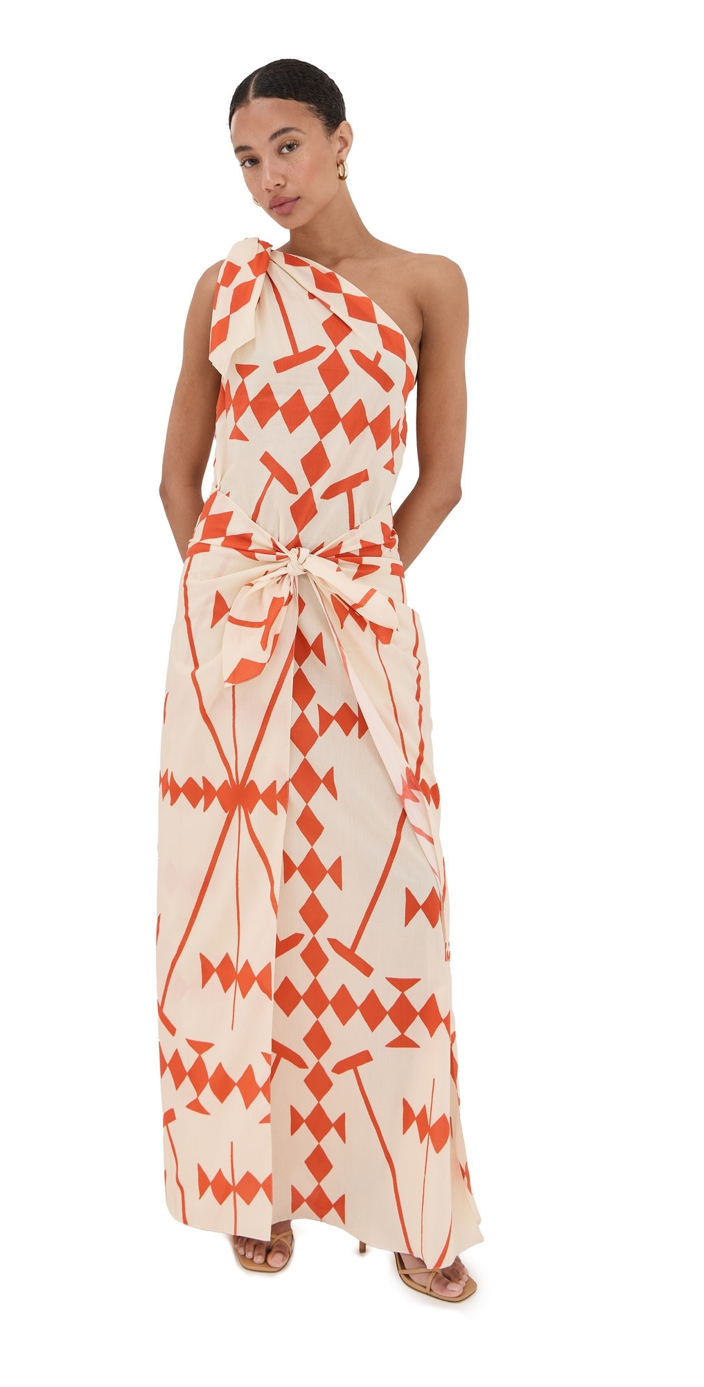 Johanna Ortiz Seaweed Ankle Dress Ecru/Orange XL | Shopbop