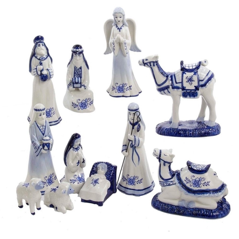 Christmas decor, nativity set, blue and white, porcelain, Kurt Adler 

#LTKhome #LTKSeasonal #LTKHoliday