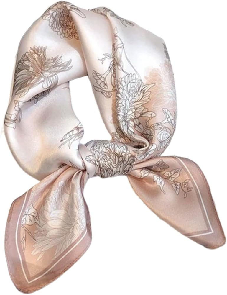 Aufeel 100% Real Mulberry Silk Women Small Square Neck Scarfs 21" Lightweight Headscarf Printed N... | Amazon (US)