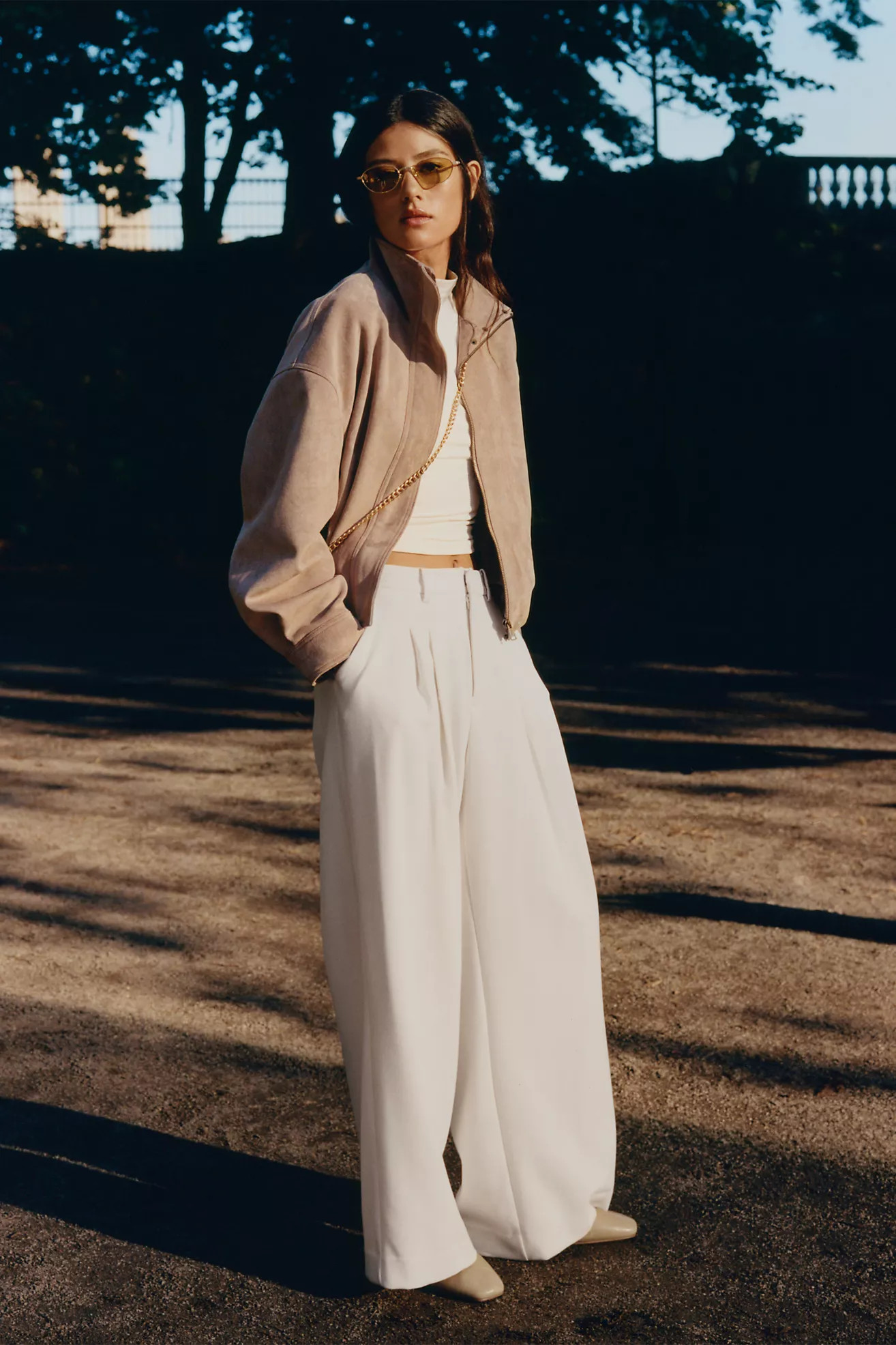 Maeve Imara Faux-Suede Funnel-Neck Jacket | Anthropologie (US)