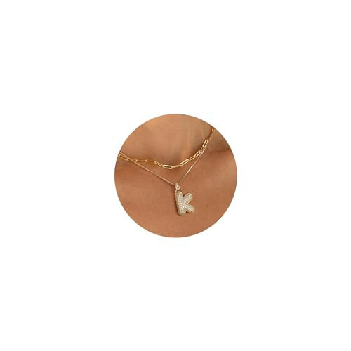 Turandoss Bubble Initial Necklace for Women - Bubble Initial Necklace Gold K Initial Necklaces for Women Bubble Necklace Gold Bubble Initial Necklace for Women Jewelry | Amazon (US)