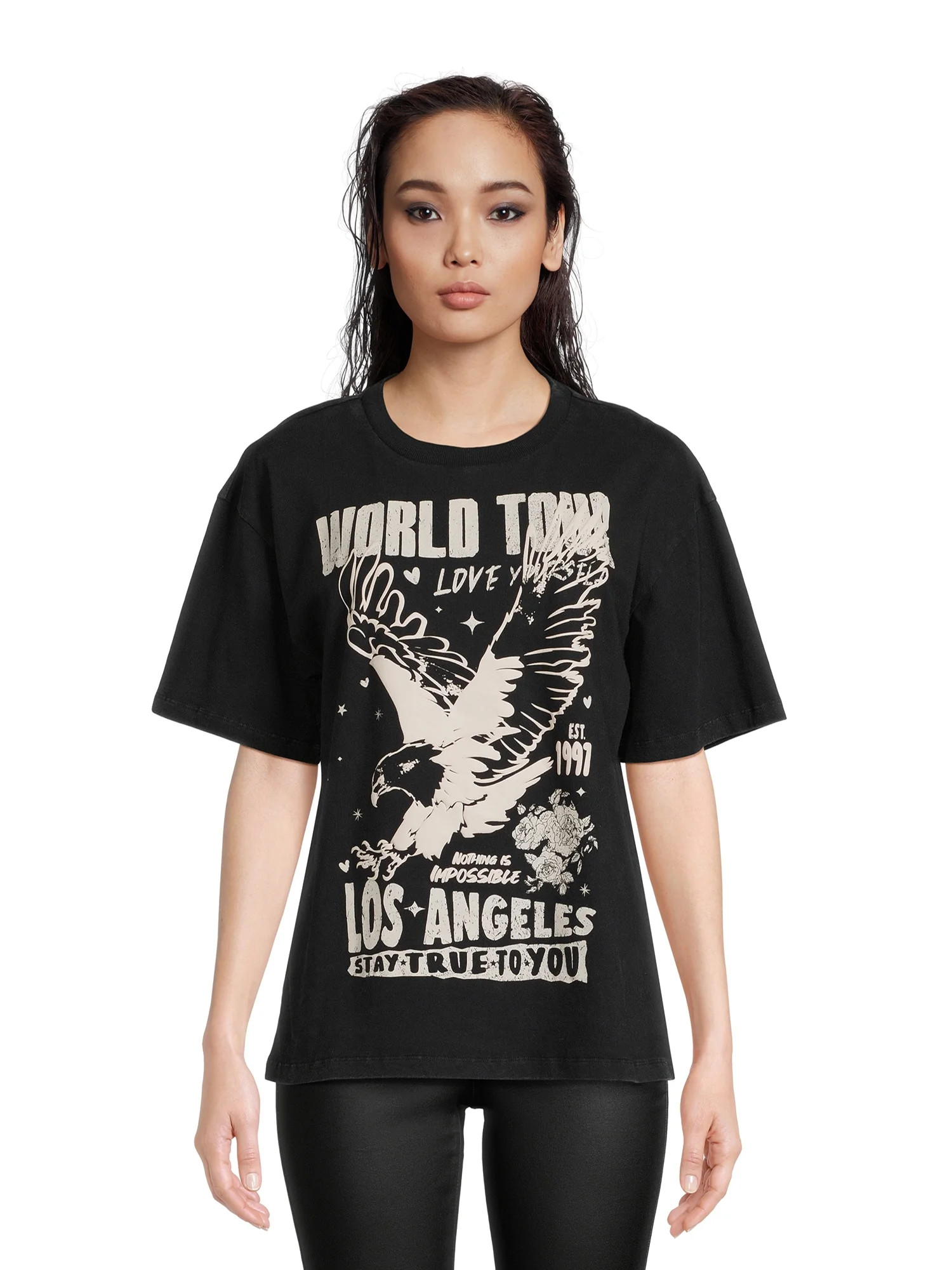 No Boundaries Juniors Cotton-Jersey Graphic T-Shirt | Walmart (US)