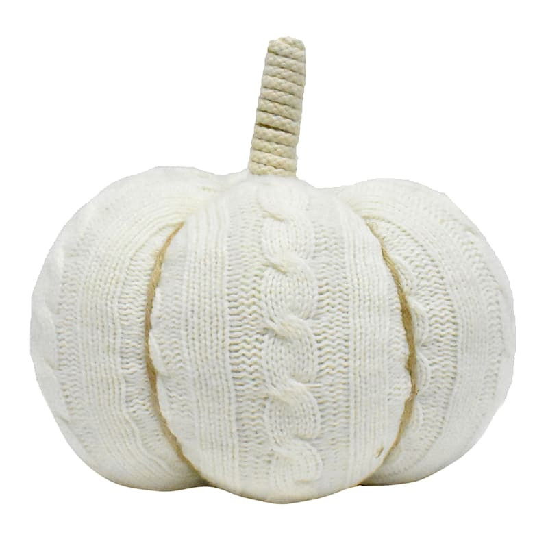 Homespun Harvest White Knit Fabric Pumpkin, 8" | At Home
