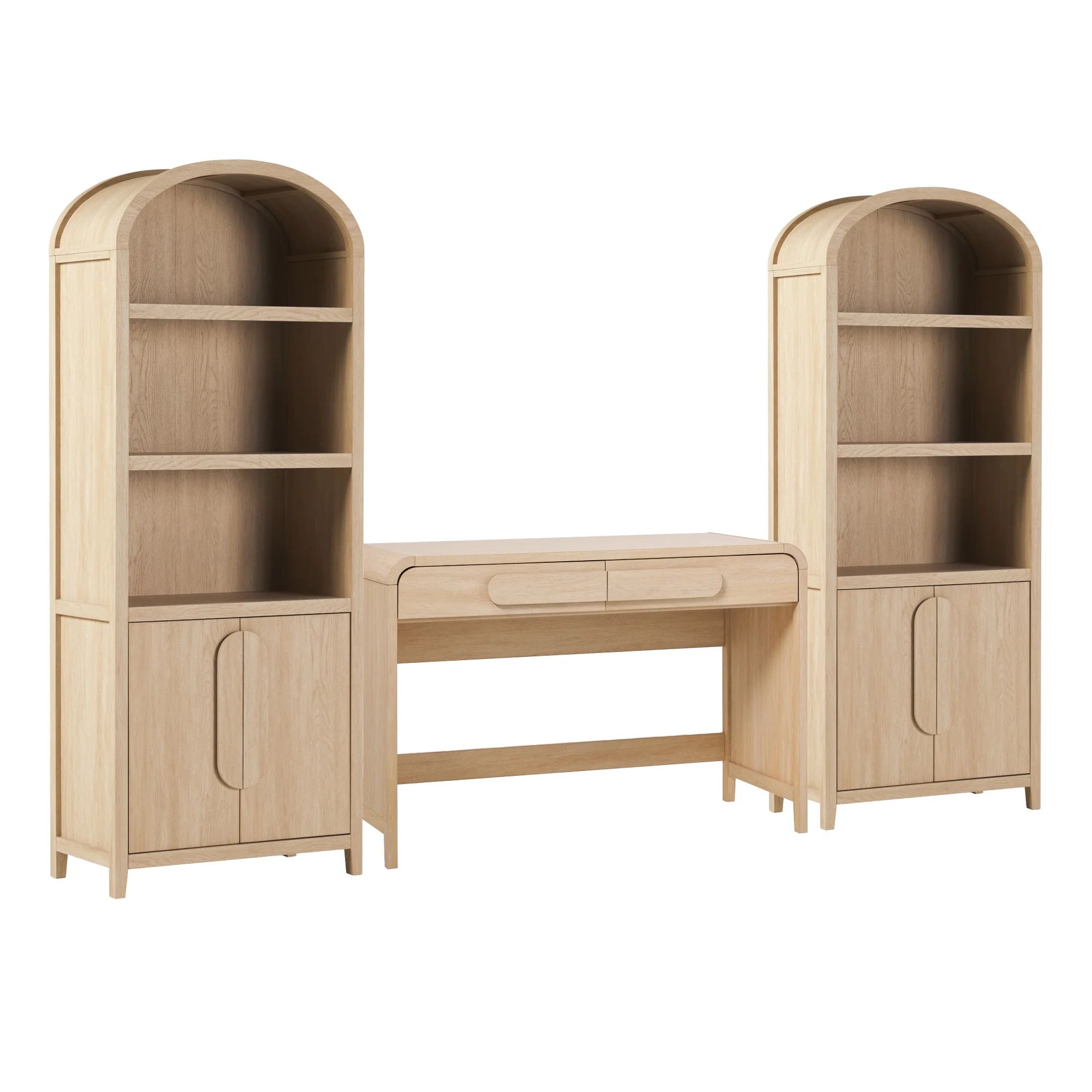 Chantelle Writing Desk with 2 Cabinet Bookcase - Coastal Oak | Walmart (US)