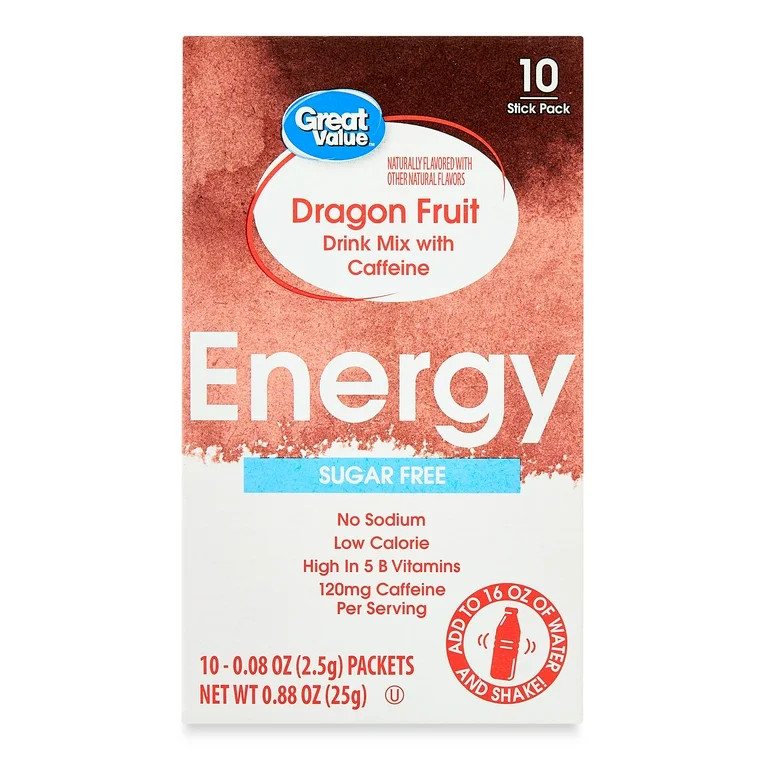 Great Value Sugar-Free Dragon Fruit Drink Mix, 10 Packets, 0.08 oz Each | Walmart (US)
