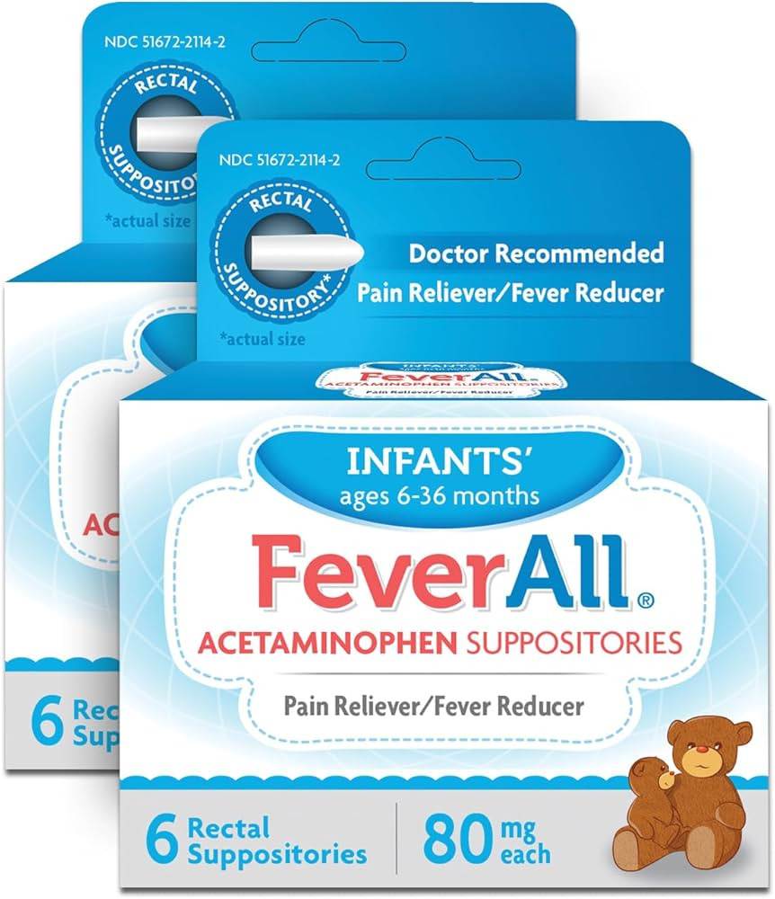 Feverall Infant Acetaminophen Suppositories 6 Rectal Suppositories 80mg Each Pain Reliever/Fever ... | Amazon (US)