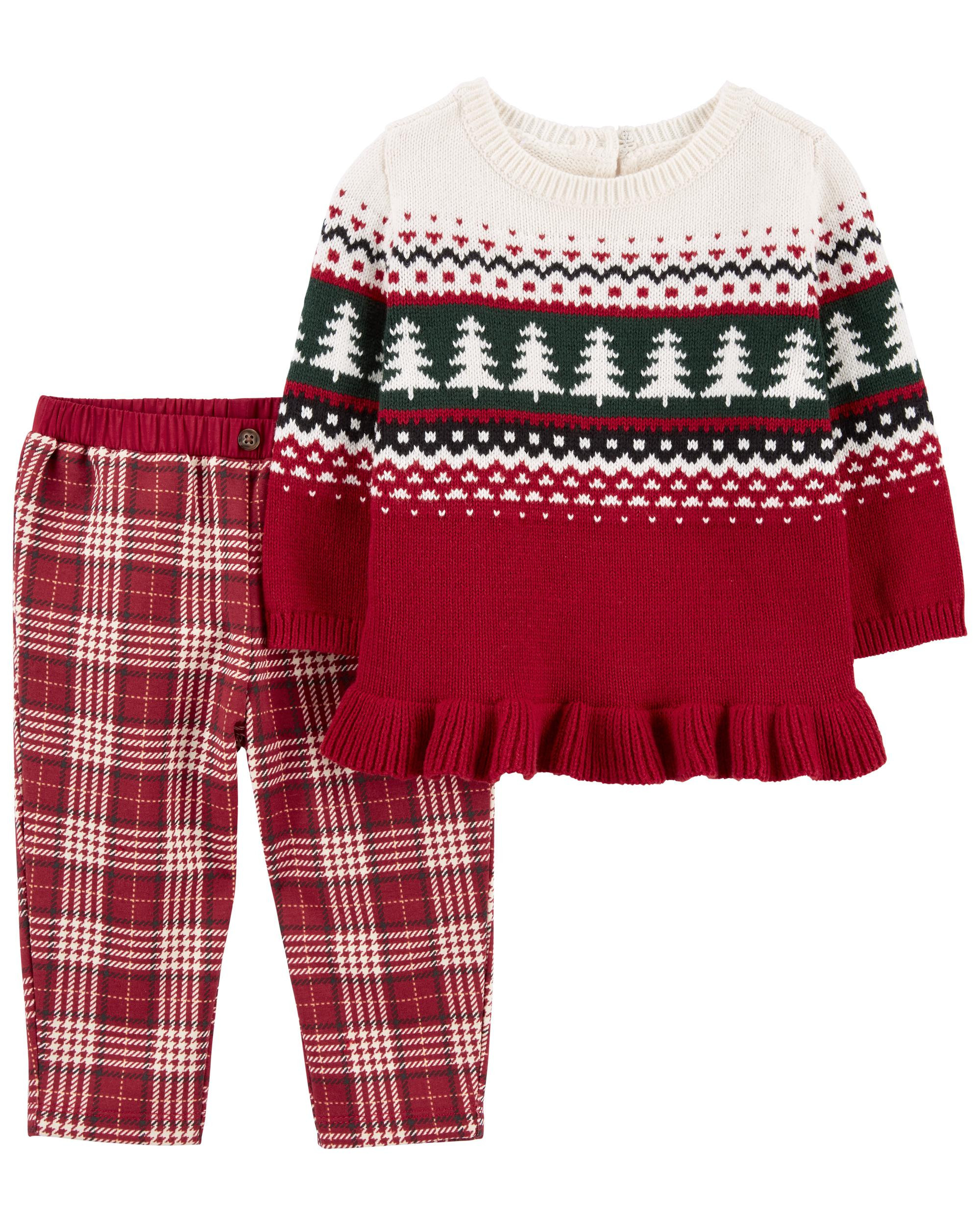 Baby 2-Piece Holiday Peplum Top & Fleece Pant Set | Carter's