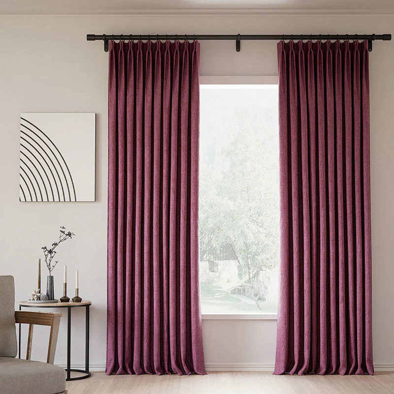 Plum | Lille Linen Blackout Curtains Natural Modern Custom Drapes | Pleated | Homerilla