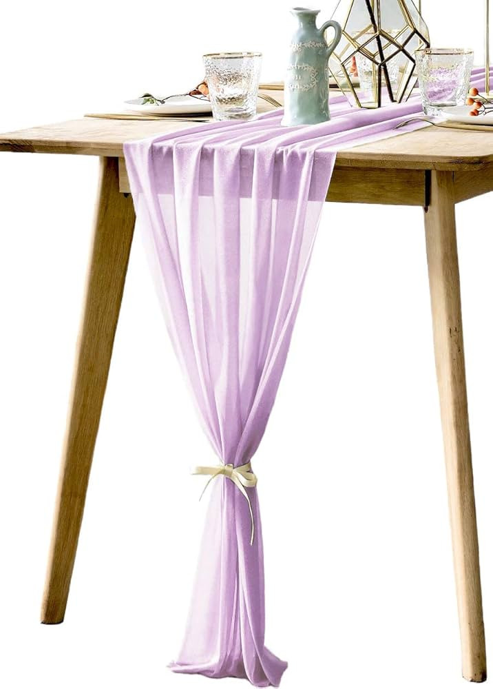 BOXAN Rustic 30x120 Inch Light Purple Sheer Table Runner for Boho Lavender Wedding Party Decor,Roman | Amazon (CA)