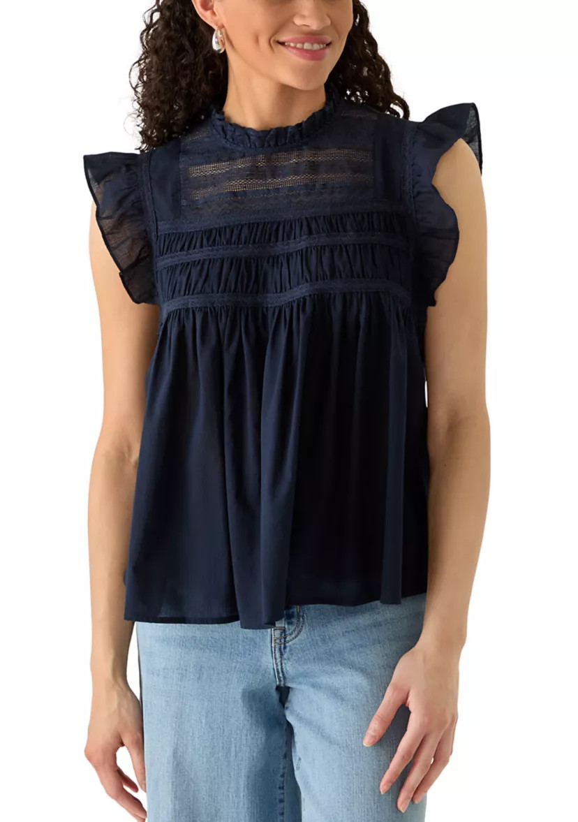 Women's Flutter Sleeve Pin Tuck Blouse | Belk