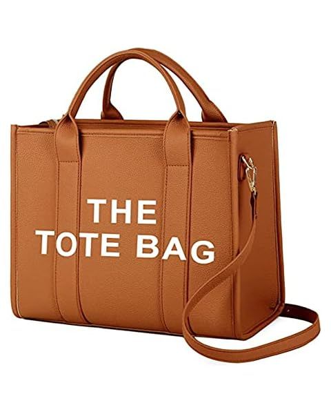The Tote Bag for Women, PU Leather Tote Bag, Shoulder, Crossbody, or Handheld Bag for School, Off... | Amazon (US)