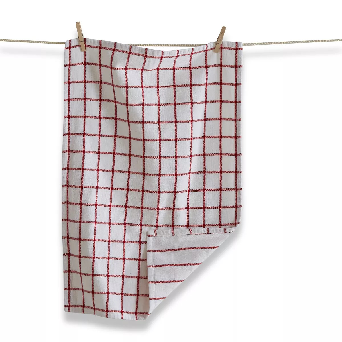 TAG Classic Reversible Double Cloth Red Windowpane Cotton Machine Washable Kitchen Dishtowel 26L ... | Target