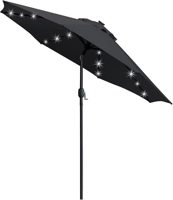Sunnyglade 9' Solar LED Lighted Patio Umbrella with 8 Ribs/Tilt Adjustment and Crank Lift System ... | Amazon (US)