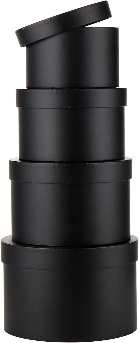Round Gift Boxes with Lids Black Flower Boxes for Arrangements Round Boxes Set of 4 Nesting Gift ... | Amazon (US)