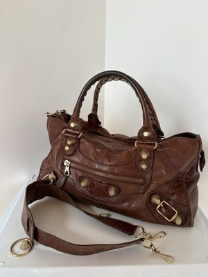 Vintage Brown Balenciaga City Bag With Large Gold Hardware | eBay UK