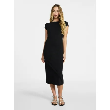 No Boundaries Midi Dress with Cap Sleeves, Women's & Women's Plus Sizes XXS-4X | Walmart (US)