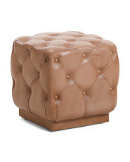 18.5in Top Grain Leather Briar Tufted Ottoman | Marshalls