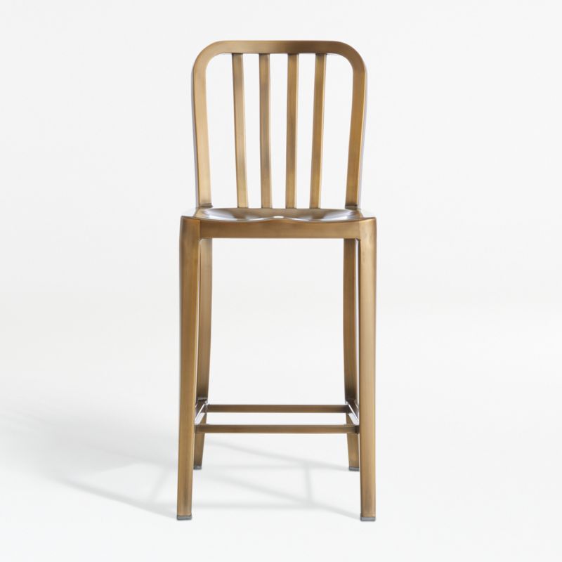 Delta Brass Counter Stool + Reviews | Crate and Barrel | Crate & Barrel