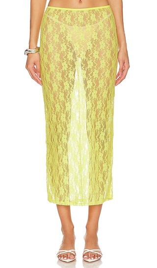 Lia Sheer Skirt in Bright Yellow | Revolve Clothing (Global)