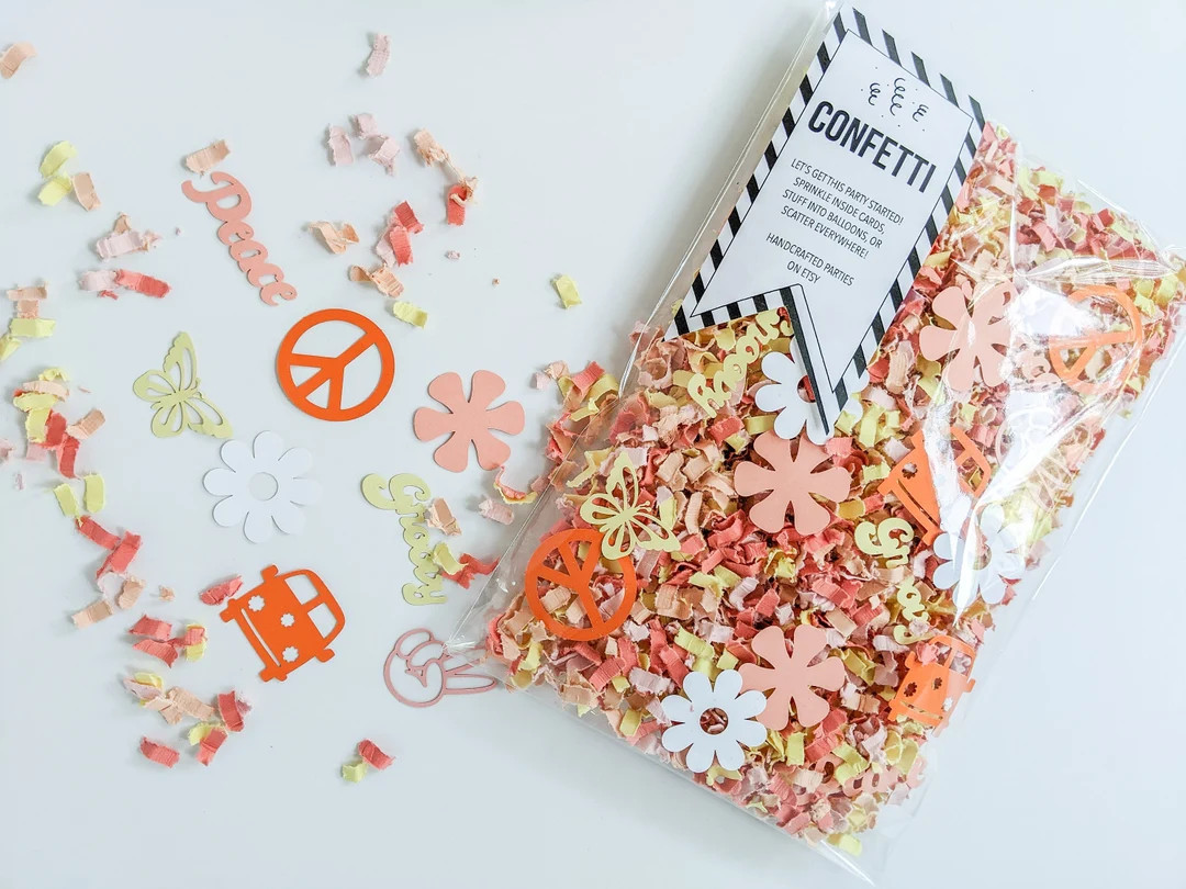 Groovy flower power boho confetti |  70s party confetti, two groovy confetti, bag of confetti for... | Etsy (US)
