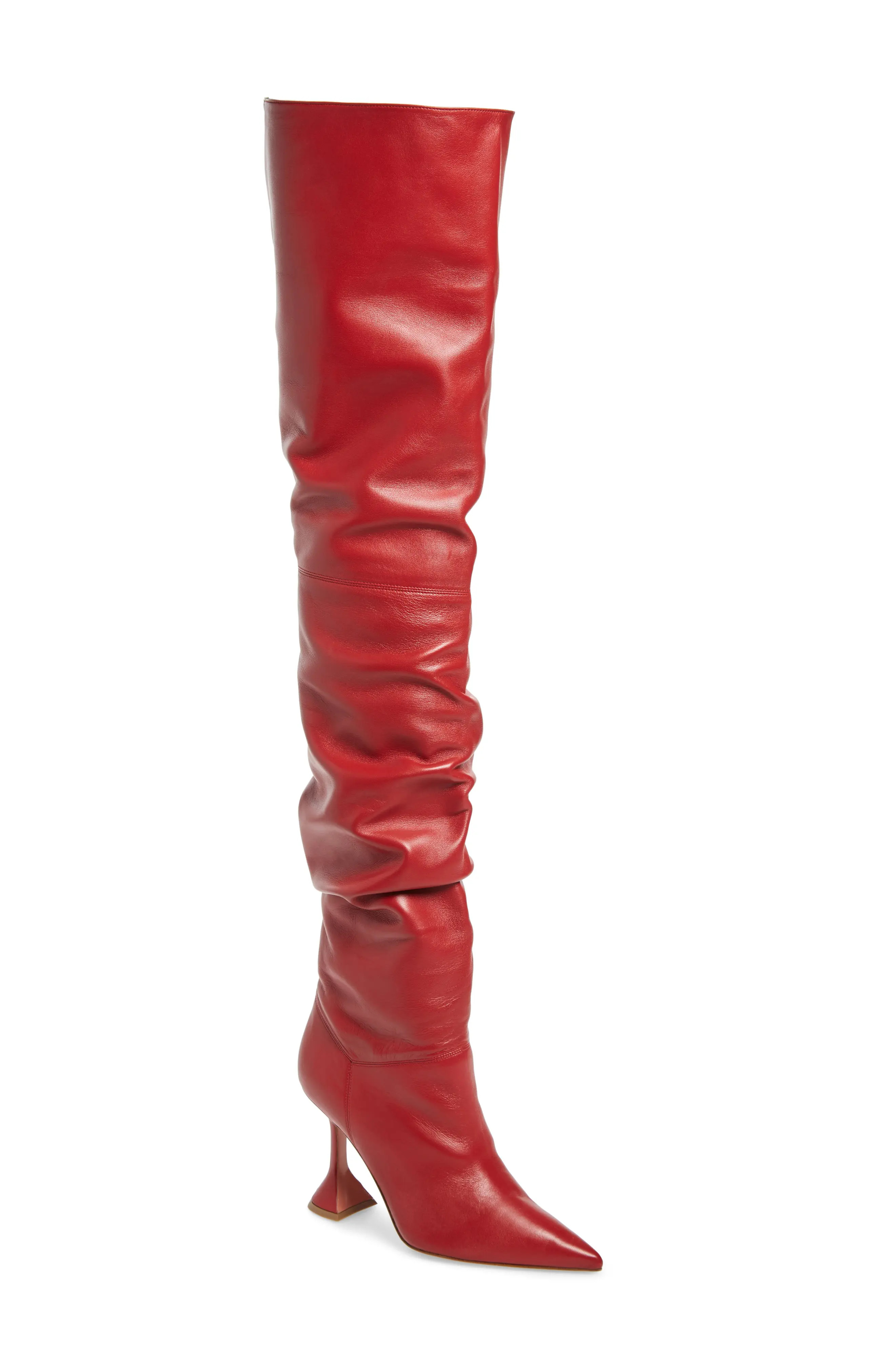 Women's Amina Muaddi Olivia Over The Knee Boot, Size 7.5US - Red | Nordstrom