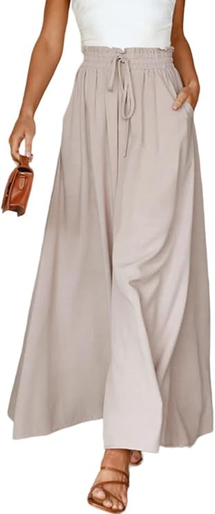 YOCUR Women Palazzo Flowy Pants Summer Beach Vacation Floral Wide Leg Pants | Amazon (US)