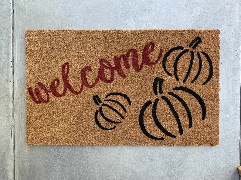 Fall Pumpkins Doormat / Fall Porch Decor / hey pumpkin / Thanksgiving Door Mat / Halloween Door M... | Etsy (US)