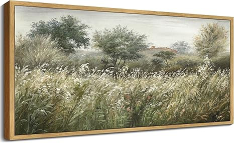 KUVIOKE Vintage Landscape Framed Wall Art 20x40in Large Country Meadow Field Wall Prints Classic ... | Amazon (US)