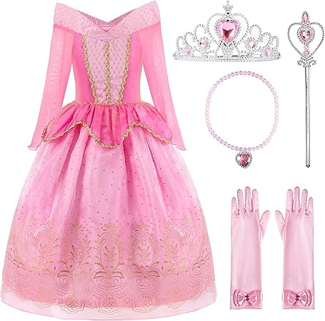 ReliBeauty Girls Princess Dress up Costume with Accessories, 4T, Pink | Amazon (US)
