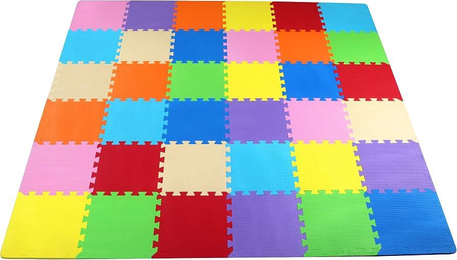 BalanceFrom 36-Pack 12x12 Inches EVA Interlocking Foam Play Tile Mat, Multicolored – 0.4-Inch T... | Amazon (US)