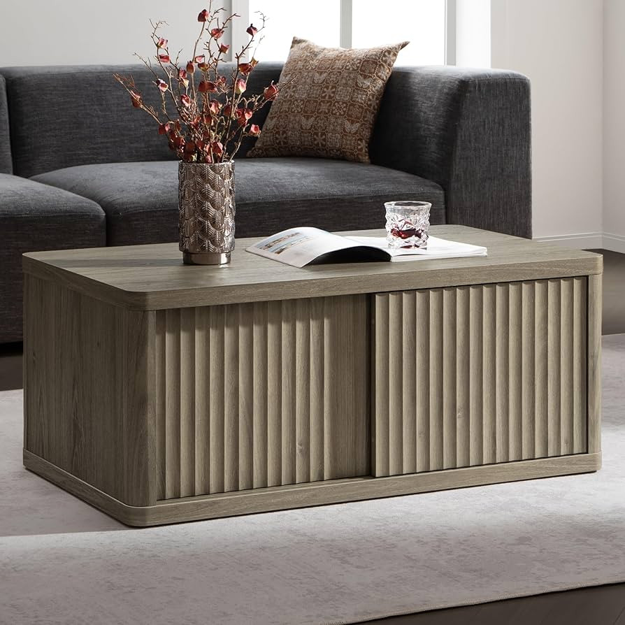 SICOTAS Coffee Table with Storage Mid Century Modern Coffee Tables for Living Room Large Wood Cen... | Amazon (US)