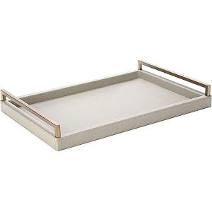 WV Grey Decorative Tray Faux Calfskin Finish for Ottoman, Coffee Table, Dinning Table with Champagne | Amazon (US)