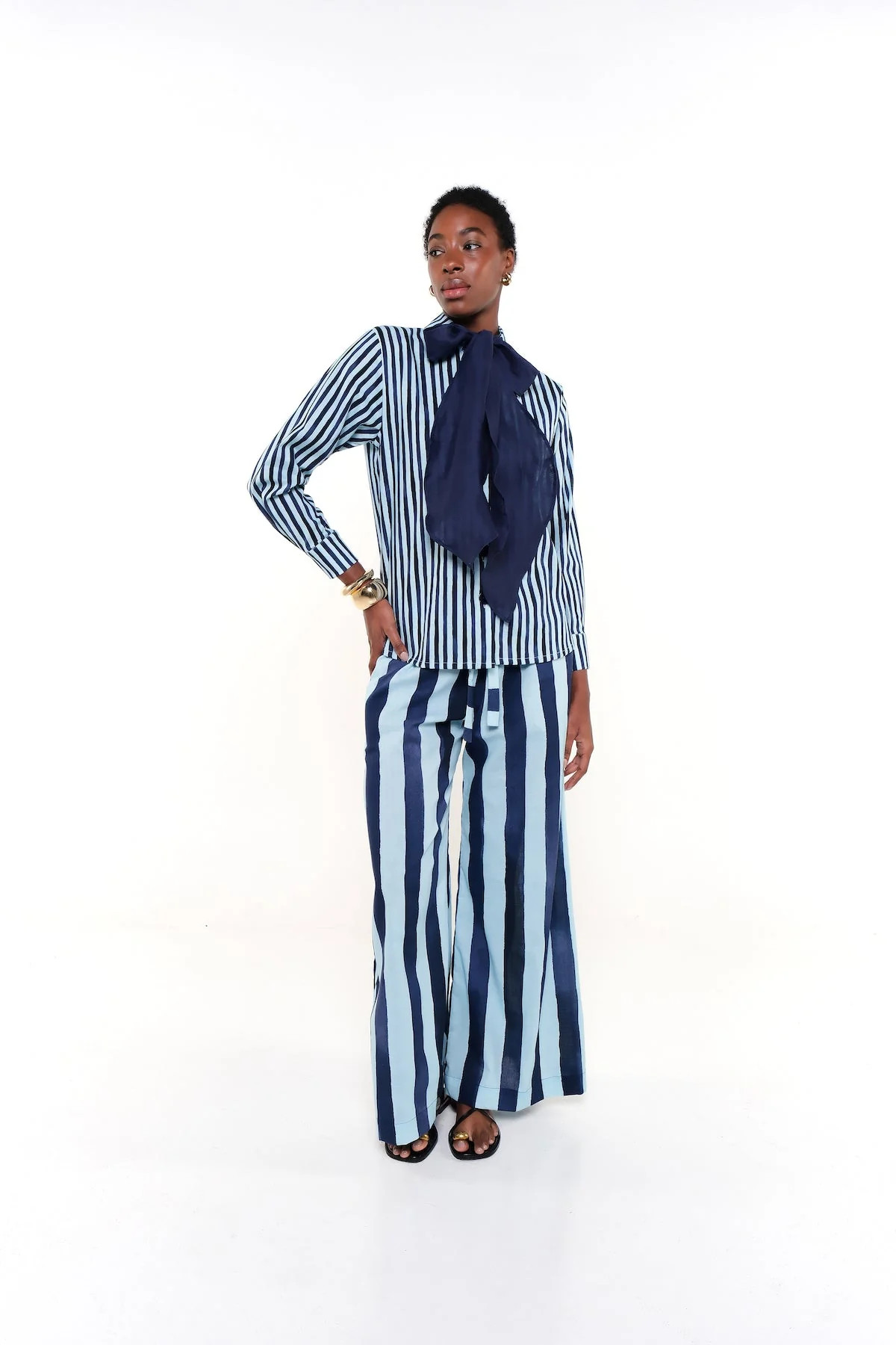 OLIVIA SHIRT - HERITAGE STRIPES MAXI BLUE | The Lulo Project (US)