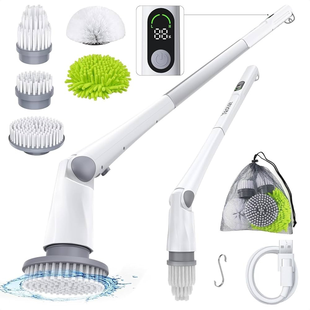 Electric Spin Scrubber, IPX7 Waterproof Cordless Cleaning Brush, Adjustable & Detachable Long Han... | Amazon (US)