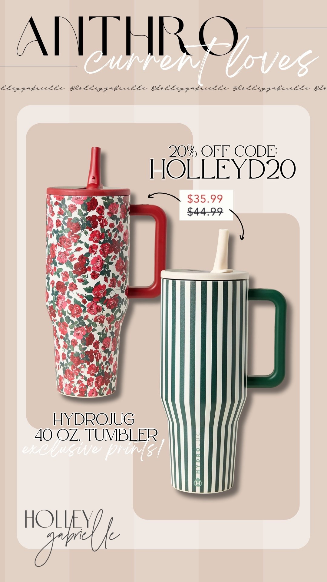 These two exclusive prints ARE SO GOOD from Anthropologie😍🌹 I had to get the roses one! 

You can use code HOLLEYD20 for 20% Off $100+ Reg Price Apparel, Accessories, Shoes, Beauty & Home Purchases! 🙌🏼🌼 this weekend only! 

Anthropologie sale / hydrojug tumbler / summer / Holley Gabrielle 

#LTKHome #LTKFindsUnder50 #LTKSaleAlert
